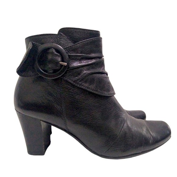 Paul Green Womens Handmade Black Leather Ankle Booties Chunky Heel US 6 UK 3.5 - Picture 2 of 12